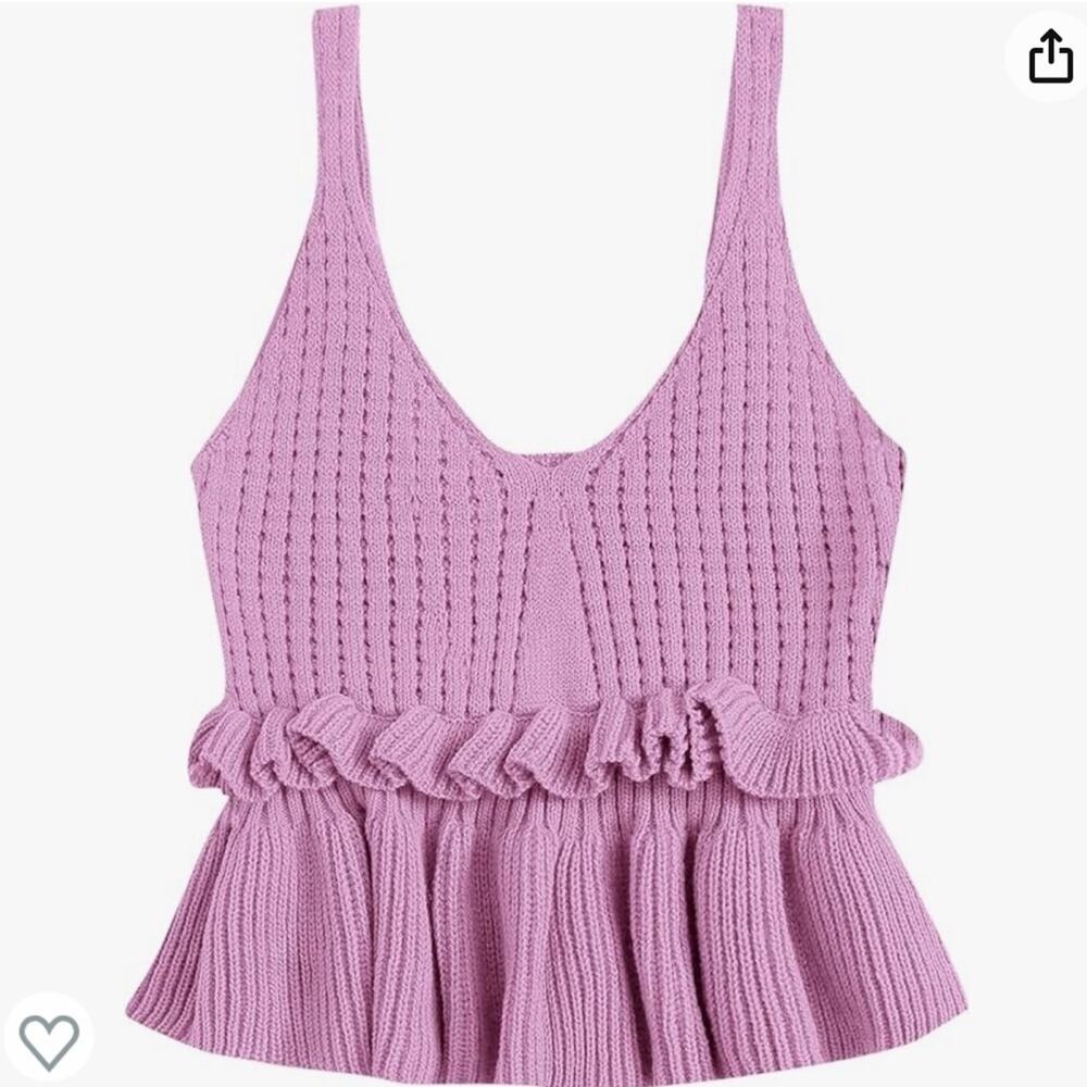 5/$30 Crochet Sweater Peplum Tank Top L